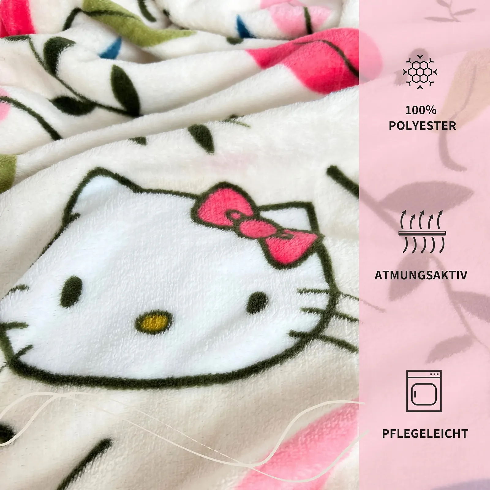 Покривало Hello Kitty М'яка 130 x 170 см Квіти та Hello Kitty, фото №3