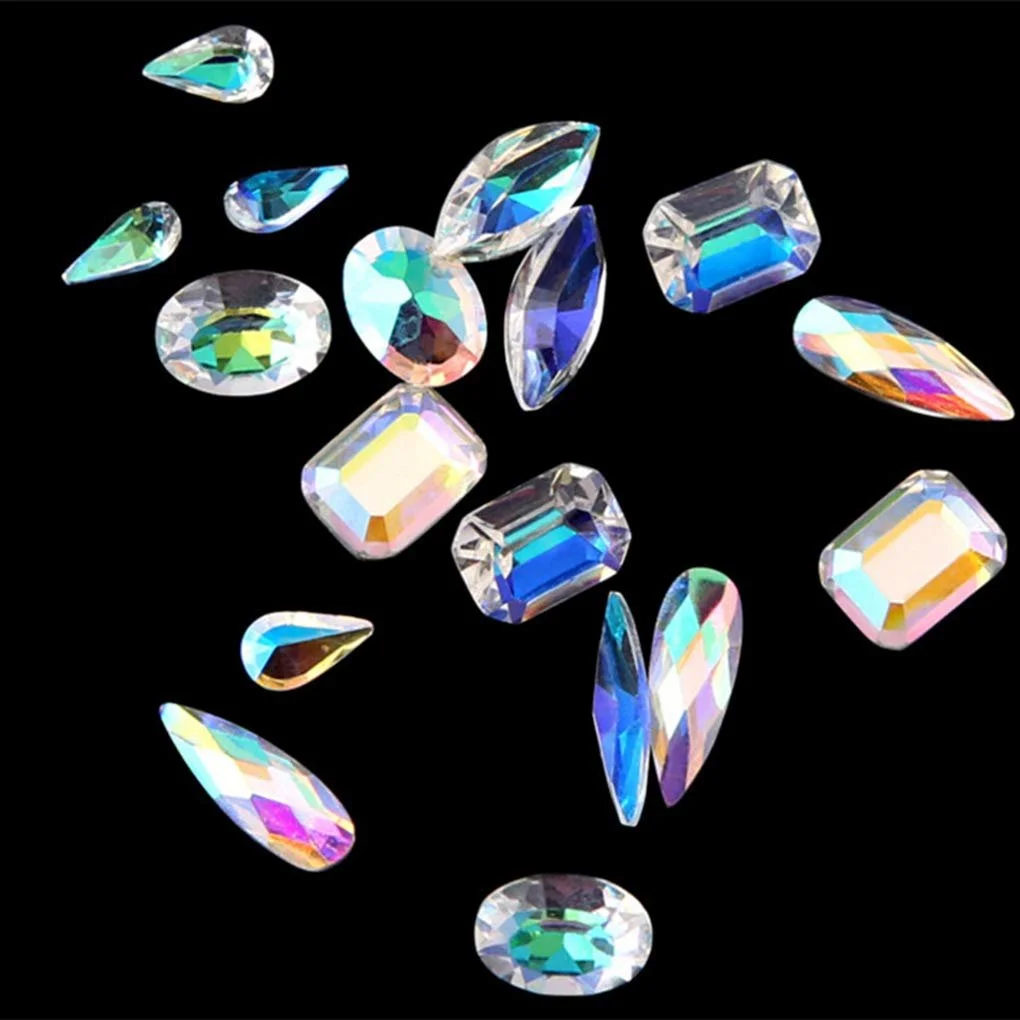 Стрази для нігтів Палітра 12 відділень Різнокольорові Краплеподібні Квадратні з пласким дном, фото №5