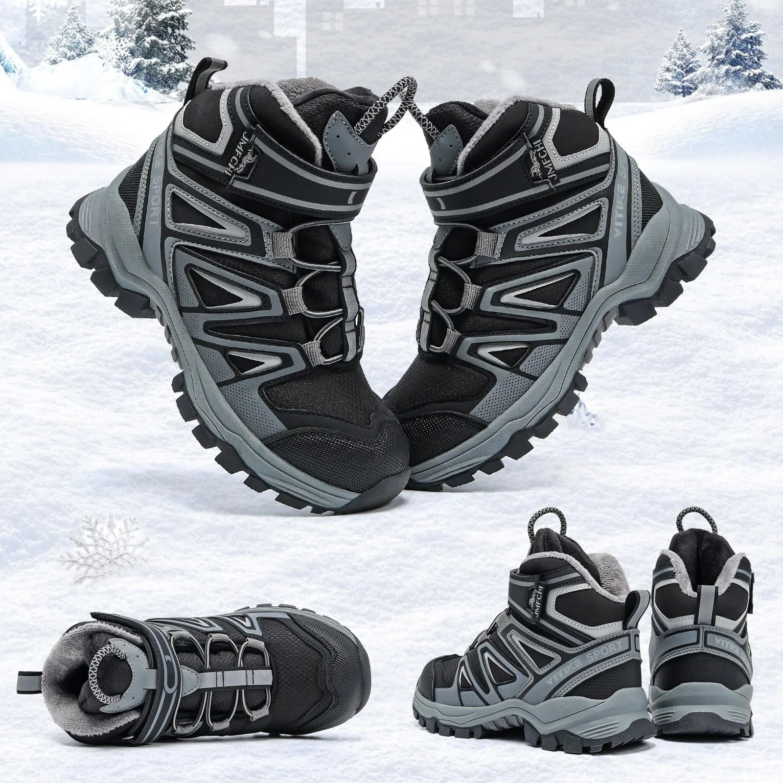 Кросівки зимові JMFCHI Fashion для хлопчиків, снігові, дитячі, теплі, з підкладкою, фото №7