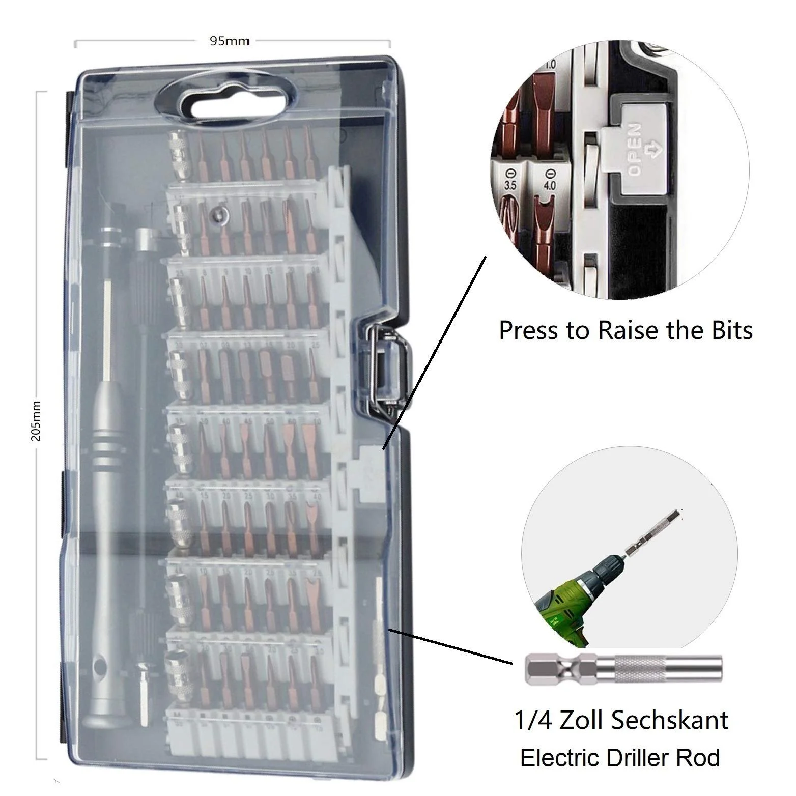 Набір викруток Linhon Precision 60 в 1 магнітний Torx S2 стальні біти, фото №3