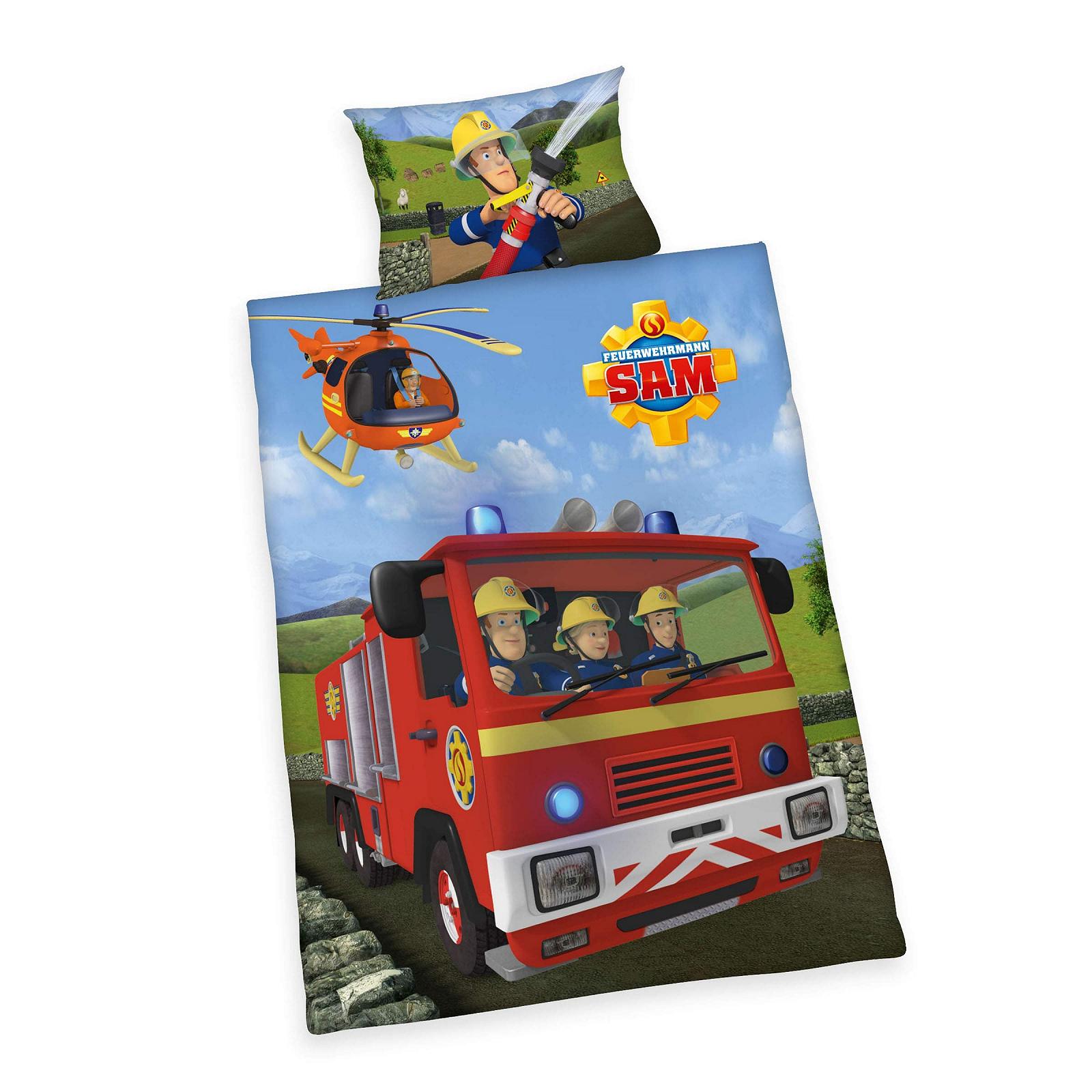 Комплект постільної білизни Herding Fireman Sam, двосторонній мотив, наволочка 40 x 60 см, підодіяльник 100 x 135 см, бавовна/рефорс, фото №1