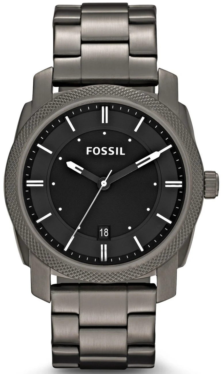 Годинник Fossil Machine чоловічий, кварцовий механізм з трьома стрілками та датою, з браслетом з нержавіючої сталі або шкіри, фото №1