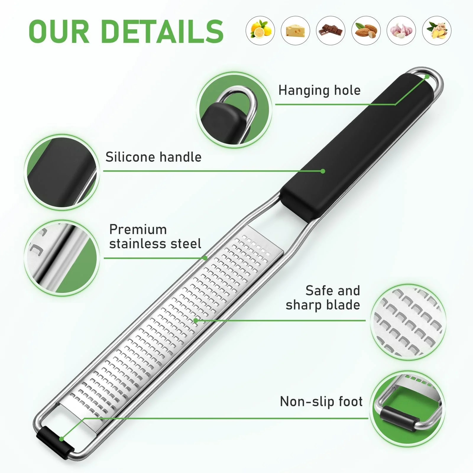 Терка Diboniur для сыра, пармезана, лимона, чеснока, ручная., фото №3 Терка Diboniur для сыра, пармезана, лимона, чеснока, ручная., фото №3