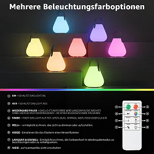 Настільна лампа FUYO LED Акумуляторна з пультом дистанційного керування IP44 Водонепроникна Підвісна Matte synthetic.ua - Фото 1