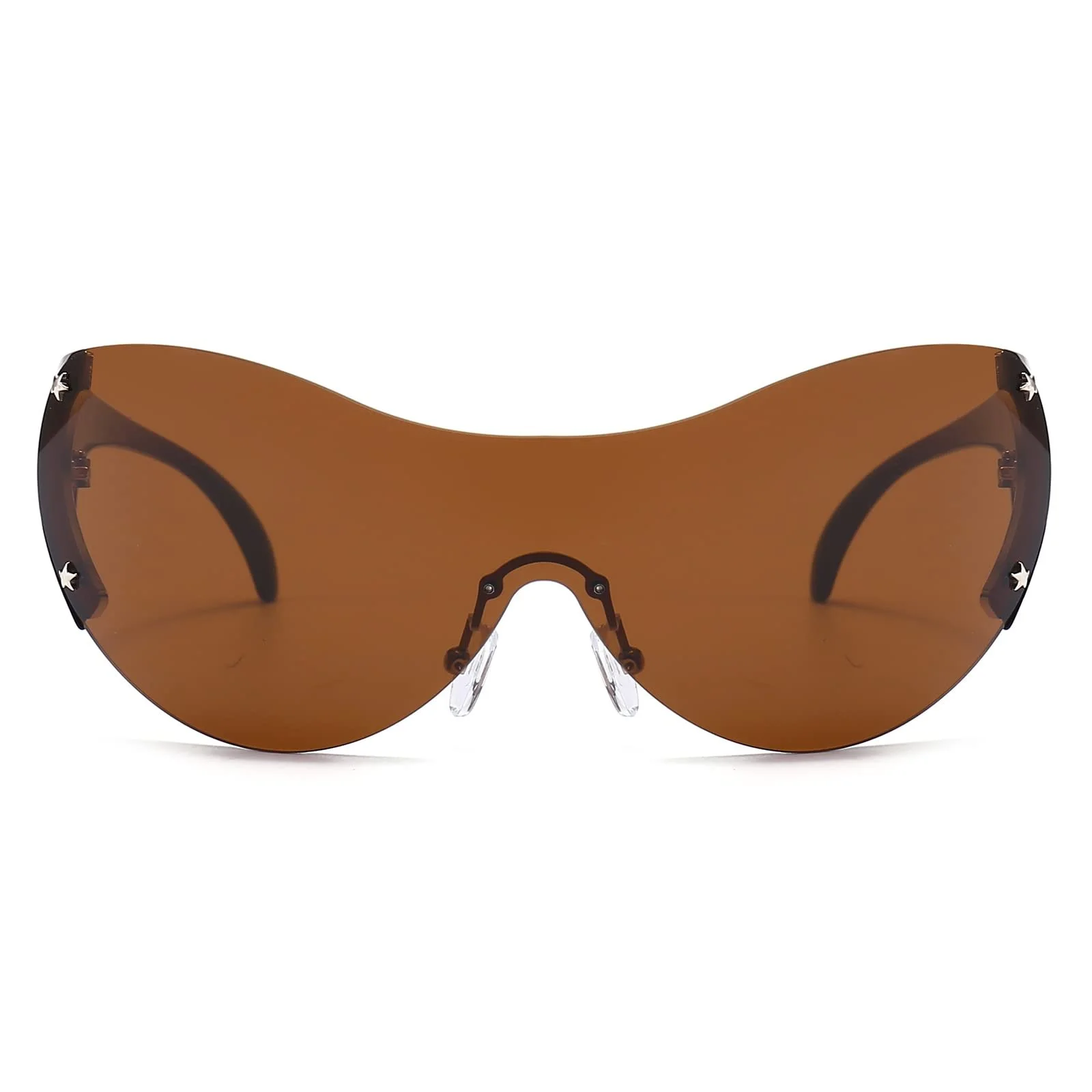 Сонцезахисні окуляри Wraparound y2k LJCZKA для жінок і чоловіків, великі, без оправи, овальні, Y2K, Star, футуристичні, фото №2