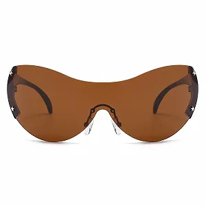 Сонцезахисні окуляри Wraparound y2k LJCZKA для жінок і чоловіків, великі, без оправи, овальні, Y2K, Star, футуристичні synthetic.ua - Фото 1