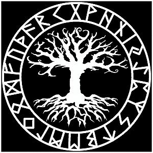 Наклейка на стіну Samunshi® Yggdrasil with Runes C 30 x 30 см Білий - Фото 1