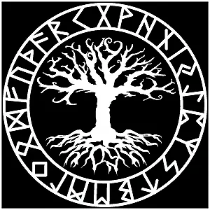 Наклейка на стіну Samunshi® Yggdrasil with Runes C 30 x 30 см Білий - Фото 1