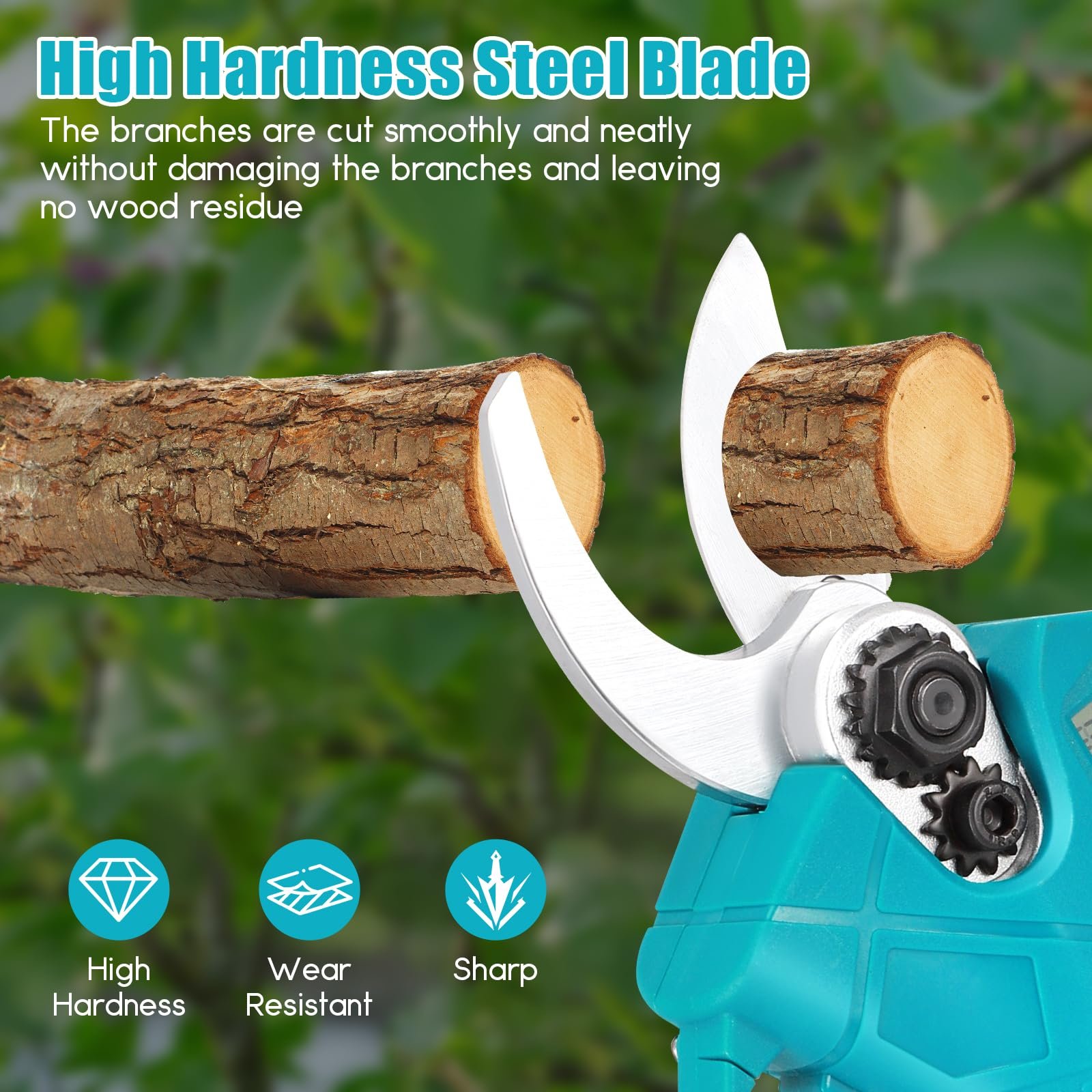 Акумуляторний секатор Professional, електричний, 2 x 20 V 1500 mAh батареї, РК-дисплей, безщітковий двигун, макс. 30 мм діаметр різання, леза SK5, фото №3