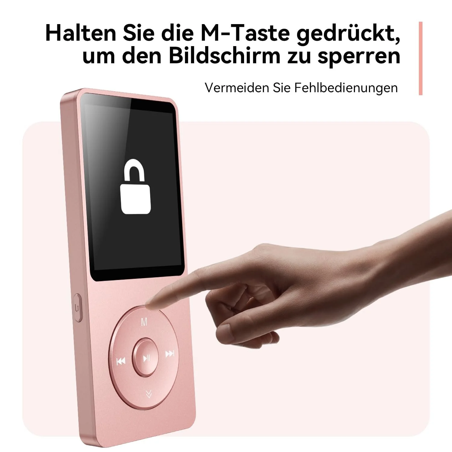 MP3-плеєр AGPTEK 64 ГБ Bluetooth 5.3 з динаміком, 40 годин автономної роботи, маленький і класичний спортивний MP3 з екраном 1,8 дюйма, FM-радіо (без навушників), TF-карта до 128 ГБ, рожевий, фото №10