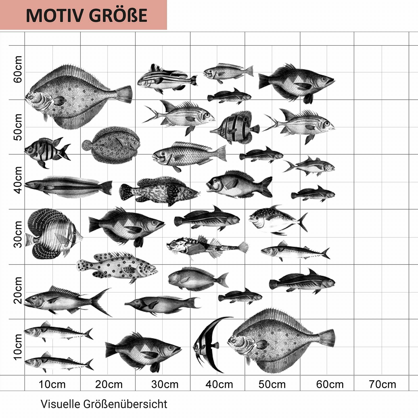 Наклейка на стіну GRAZDesign Набір риб у вінтажному стилі для ванної, фото №3