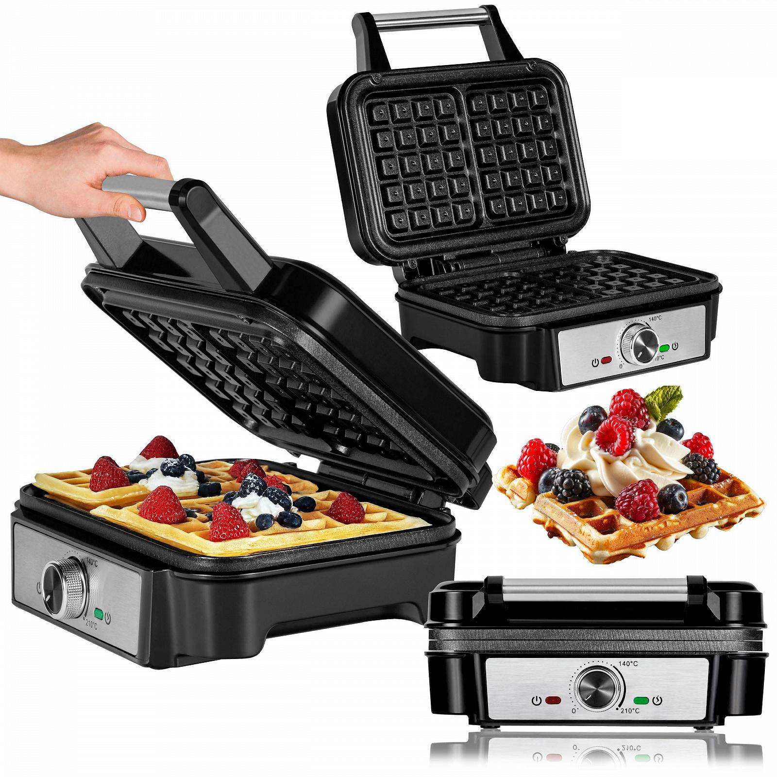 Вафельница ZEEGMA GOFREE CHEF, 1200 Вт, для бельгийских вафель, двойное антипригарное покрытие, регулятор температуры, индикатор готовности, толстые вафли, глубокие пластины, фото №1