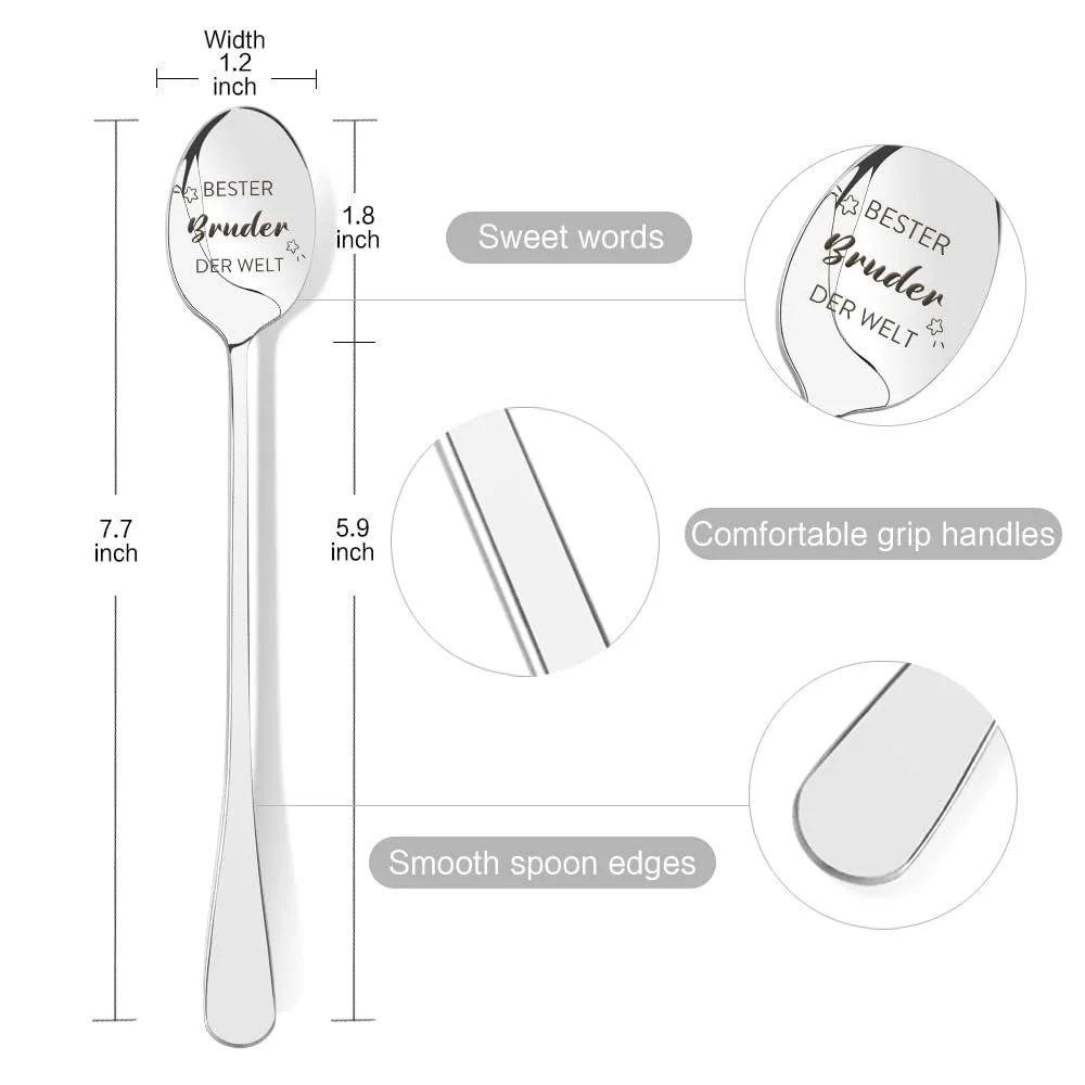 Ложка для кави з гравіюванням Brother. Найкращий брат у світі, фото №6