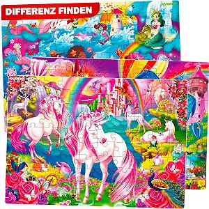 Напольные пазлы Quokka 100 элементов 3 игры Единорог Принцесса и Животные - Фото 1