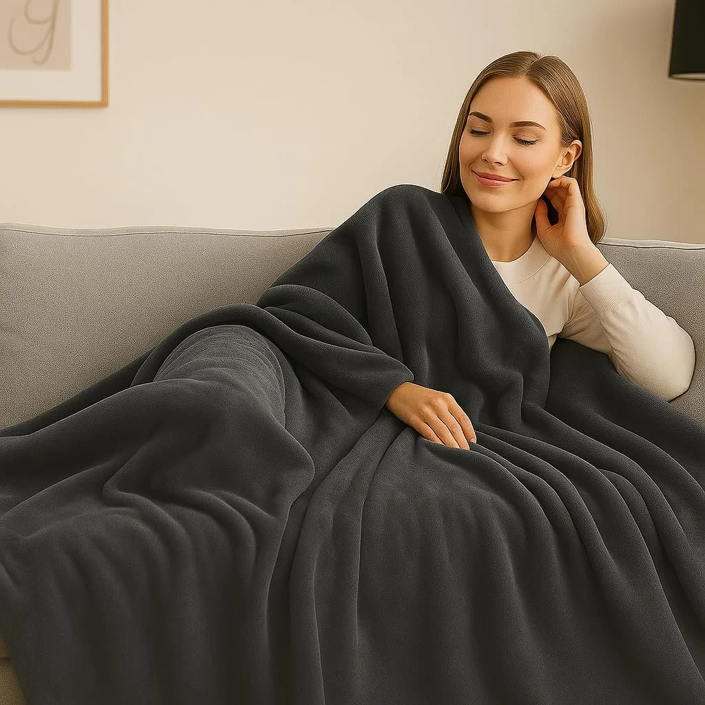 Одеяло Brandsseller Flannel Очень мягкое Уютное Одеяло Покрывало - Однотонное - 180 x 220 см - Серый, фото №2