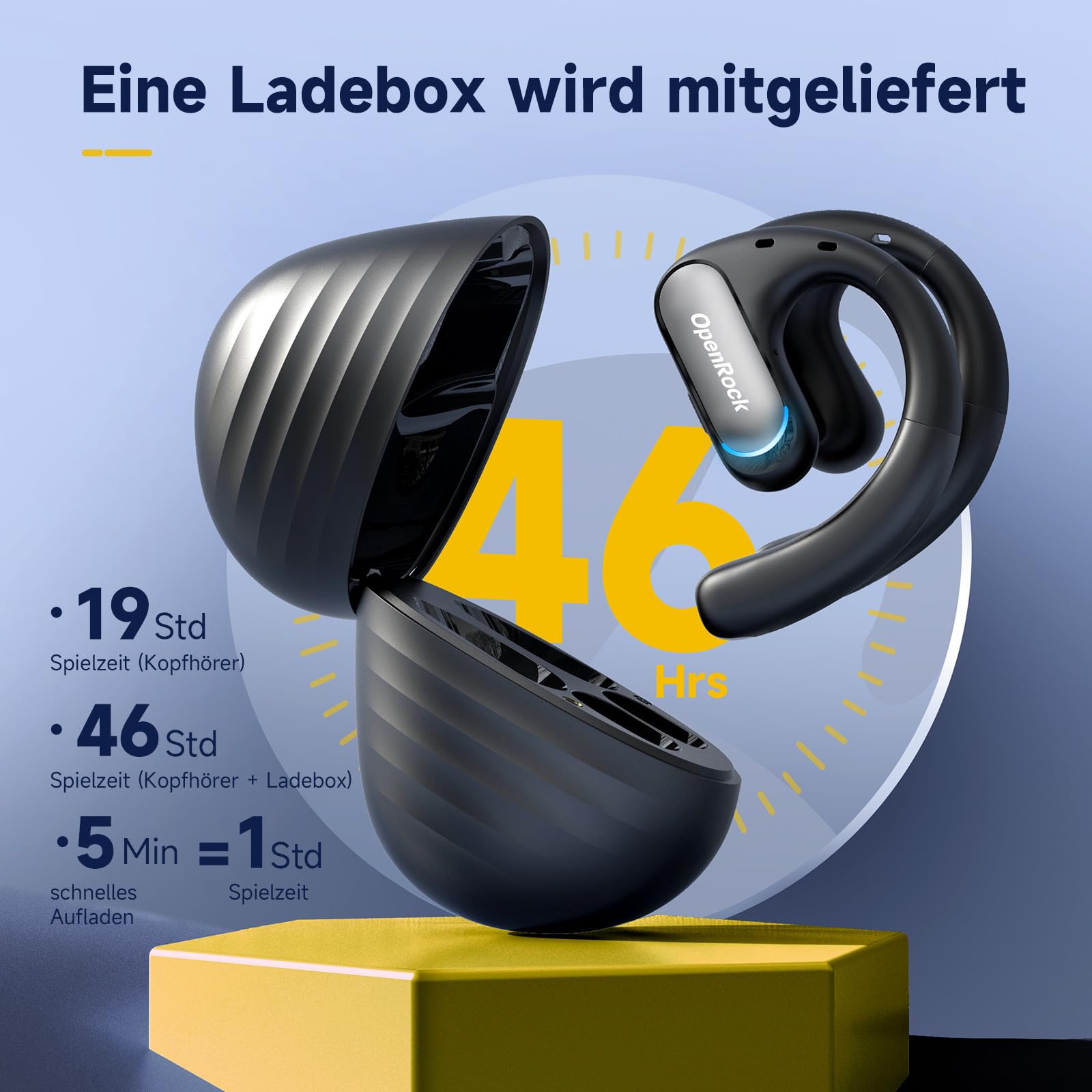 Навушники Miitone OpenRock Pro Bluetooth 5.2 Відкритого типу IPX5 для Спорту Чорний, фото №4
