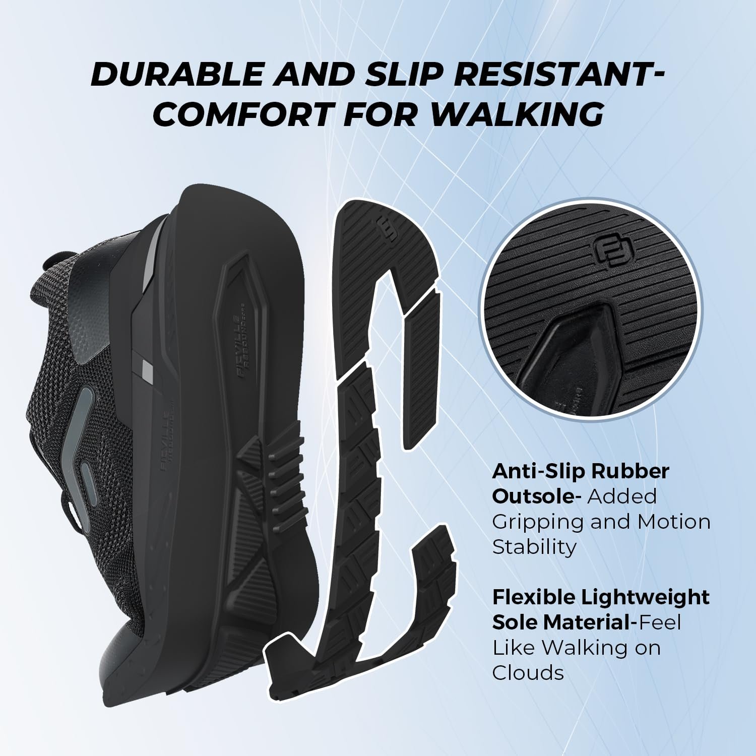 Кросівки FitVille для ходьби, надширокі, чоловічі, легкі, дихаючі, яскрава підошва, фото №5