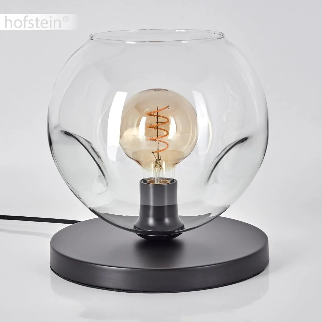 Настільна лампа Ripoll Метал/Скло Сучасний Ретро/Вінтаж Ø 25 см Перемикач на кабелі 1 x E27 Без лампи Чорний/Прозорий, фото №9