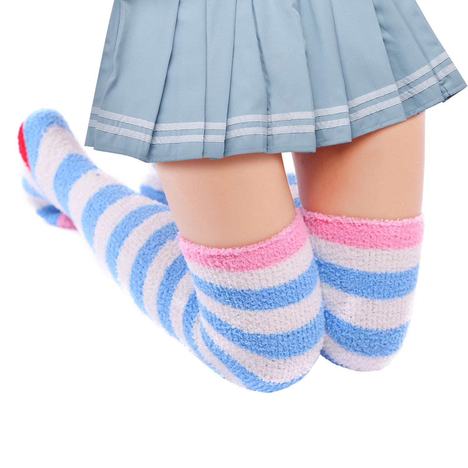 Гольфы LittleForBig C Изображением Животных Коралловый Бархат Полосатые 2 пары, фото №5