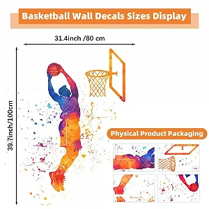 Наклейка на стіну Basketball Slam Dunk 80 x 100 см PVC synthetic.ua - Фото 1