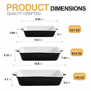 Набор форм для запекания Swuut 3 шт. керамические прямоугольные 33 x 23.5 см 4000 мл synthetic.ua - Фото 1