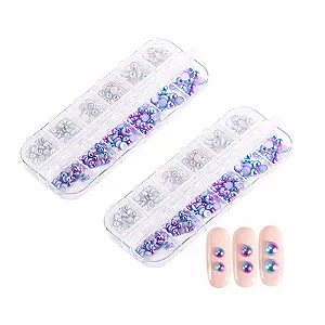 Жемчуг для ногтей Полукруглый Градиент цвета русалки 2 коробки - Фото 1