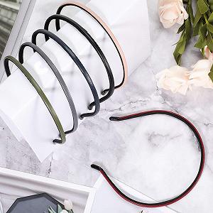 Набор тонких пластиковых обручей для волос, покрытых кожей, 6 цветов. synthetic.ua - Фото 1