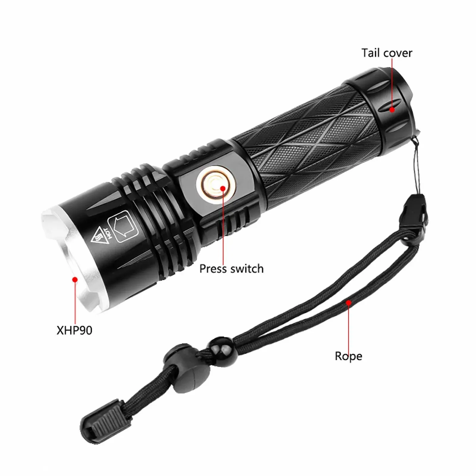 Фонарь plplaaoo XHP90 Type C Перезаряжаемый Диммируемый Многофункциональный Ручной фонарь для активного отдыха, фото №8 Фонарь plplaaoo XHP90 Type C Перезаряжаемый Диммируемый Многофункциональный Ручной фонарь для активного отдыха, фото №8