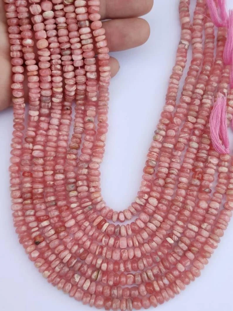 Бусины Родохрозит круглые граненые 4.5-5.5 мм розовый, фото №1