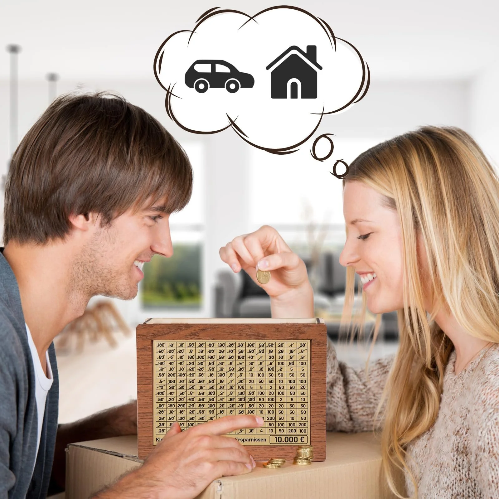 Дерев'яна скарбничка Kkluno з лічильником та позначками, для дорослих та дітей, для дому та офісу, фото №4