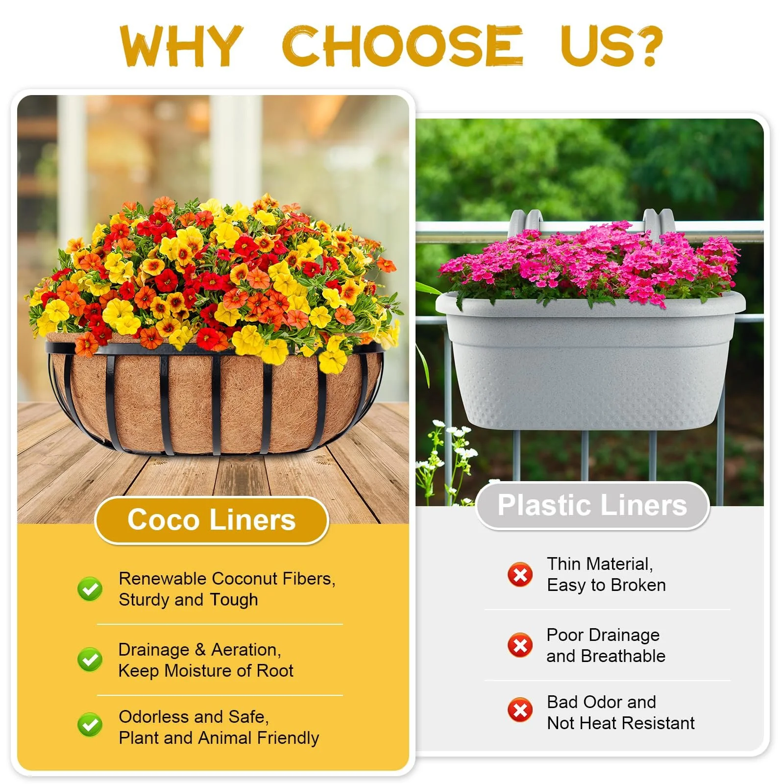 Вкладиші для кашпо Riare з кокосового волокна 24 дюйми, фото №5