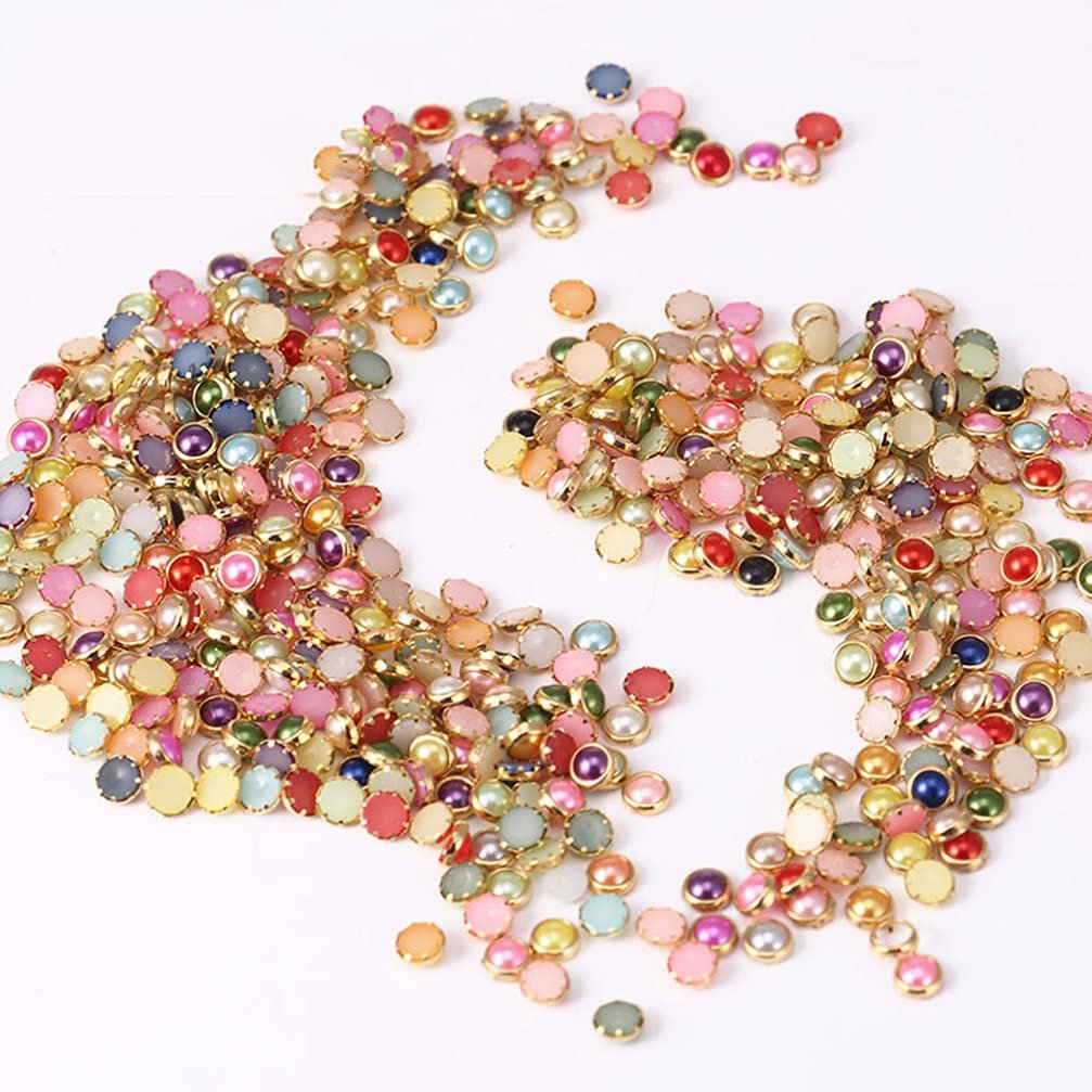 Стрази для нігтів Lurrose Круглі 1000 штS Різнокольорові прикраси з плоскою основою, фото №6