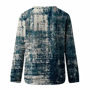 Винтажный свитшот TRIGLICOLEUM Женская блуза-туника в этническом стиле с классическим геометрическим принтом, удобные топы с длинными рукавами, осенне-зимняя спортивная рубашка с круглым вырезом synthetic.ua - Фото 1