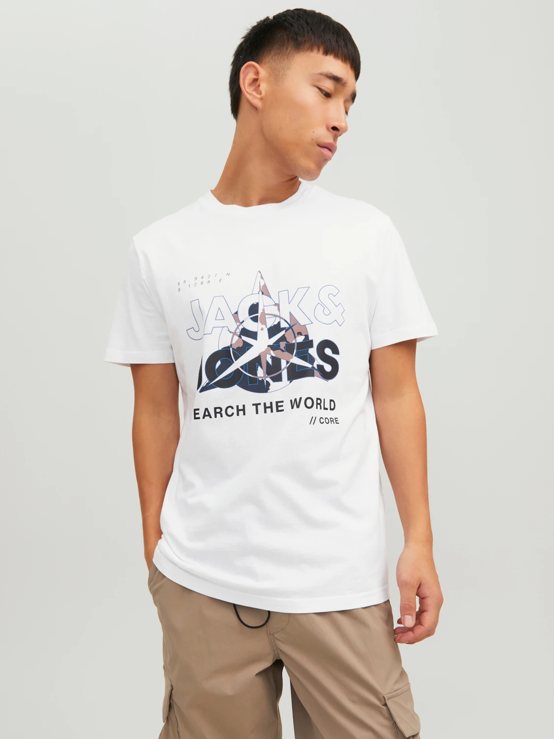 Футболка JCOHUNT TEE SS CREW NECK LN 12228391- Jack&Jones Білий XL, фото №1