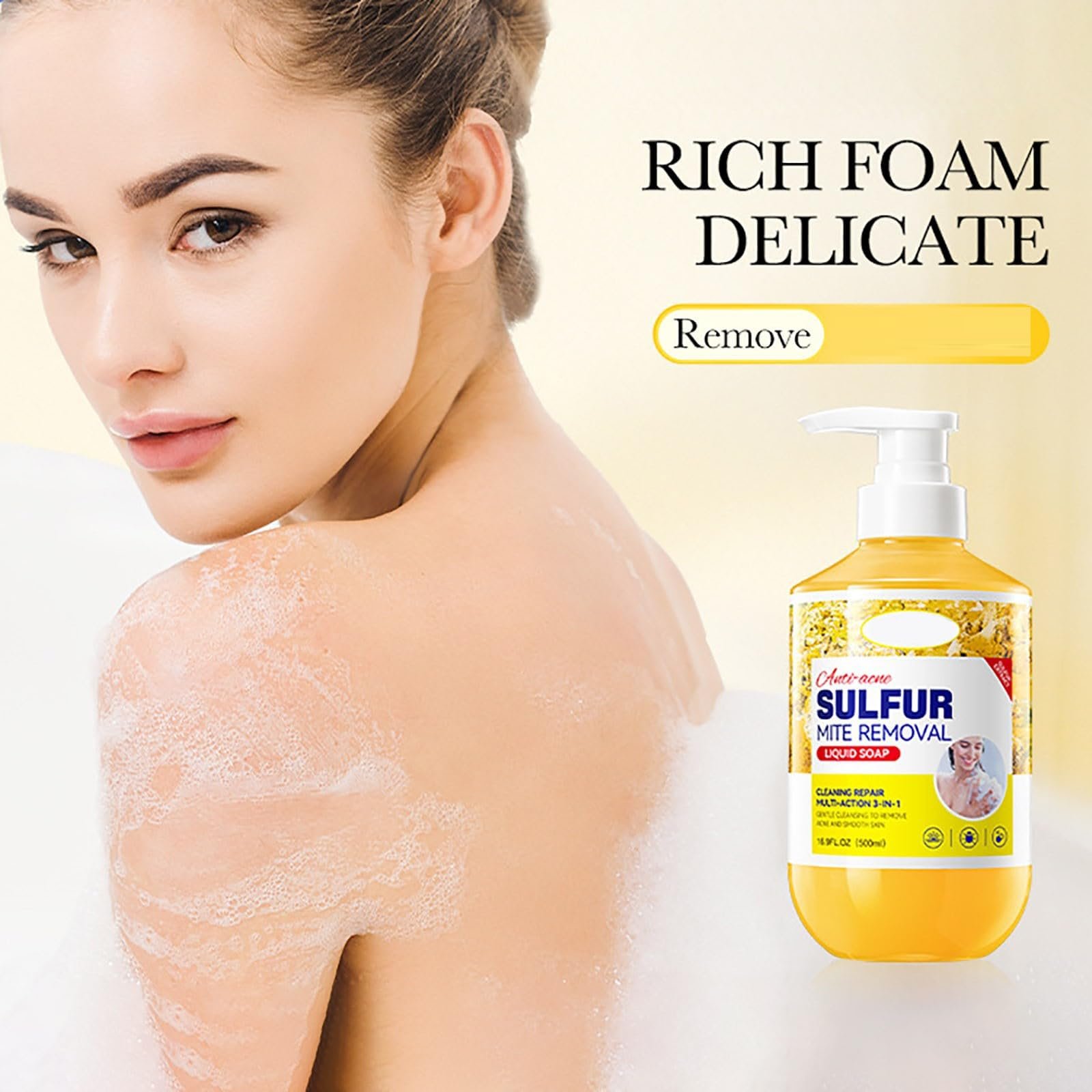 Гель для душу, шампунь та засіб для вмивання Sulphur з сіркою рідкий без ароматизаторів 1 шт., фото №2