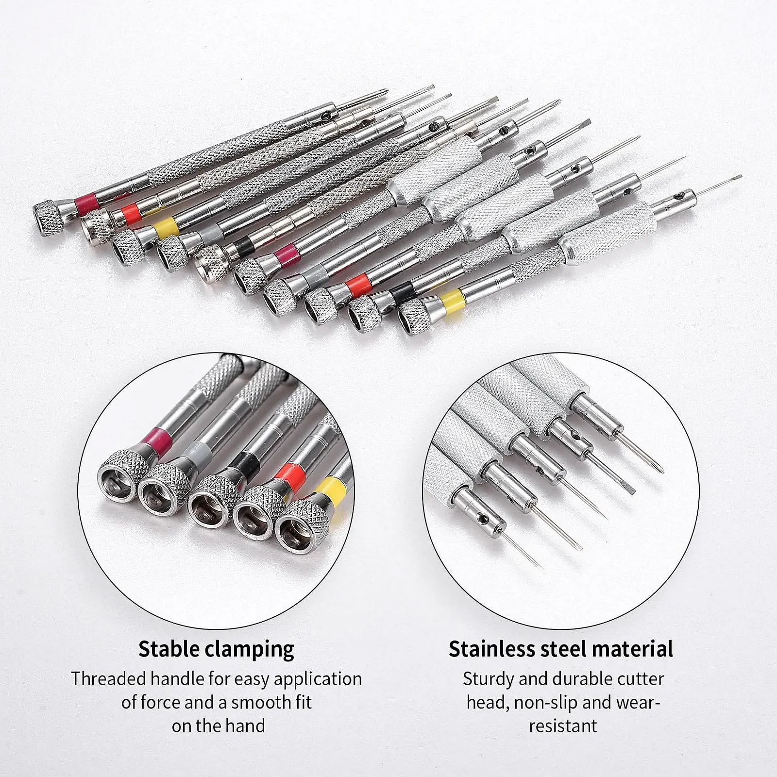 Набор отверток Watchmaker Precision 10 шт. для ремонта часов очков с размагнитивателем и молотком, фото №4