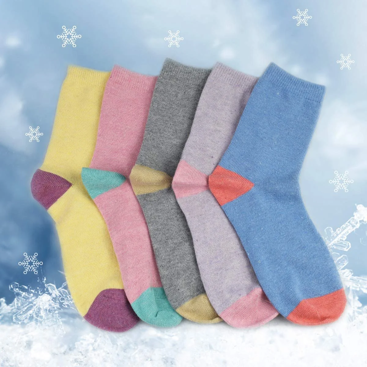 Жіночі вовняні шкарпетки La Dearchuu, теплі, 5 пар, дихаючі, розмір 35-40, фото №5