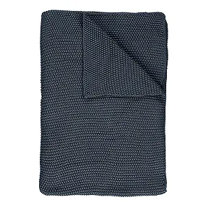 Вязаная декоративная подушка в клетку Marc O Polo Nordic Knit Smoke Blue Клетка 130 x 170 см - Фото 1