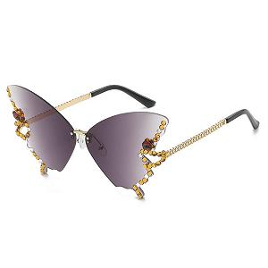 Сонцезахисні окуляри LAKEMON Метелик, без оправи, градієнтні, з діамантами, для пляжу, літні - Фото 1