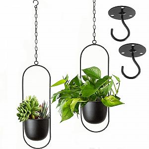 Підвісні металеві горщики Bolo Набір з 2 шт З ланцюгом Чорний - Фото 1