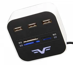Концентратор USB 2.0 Frime 3хUSB2.0, SD MS TF Black/White (FHC-AllinOne3p2W) - Фото 1