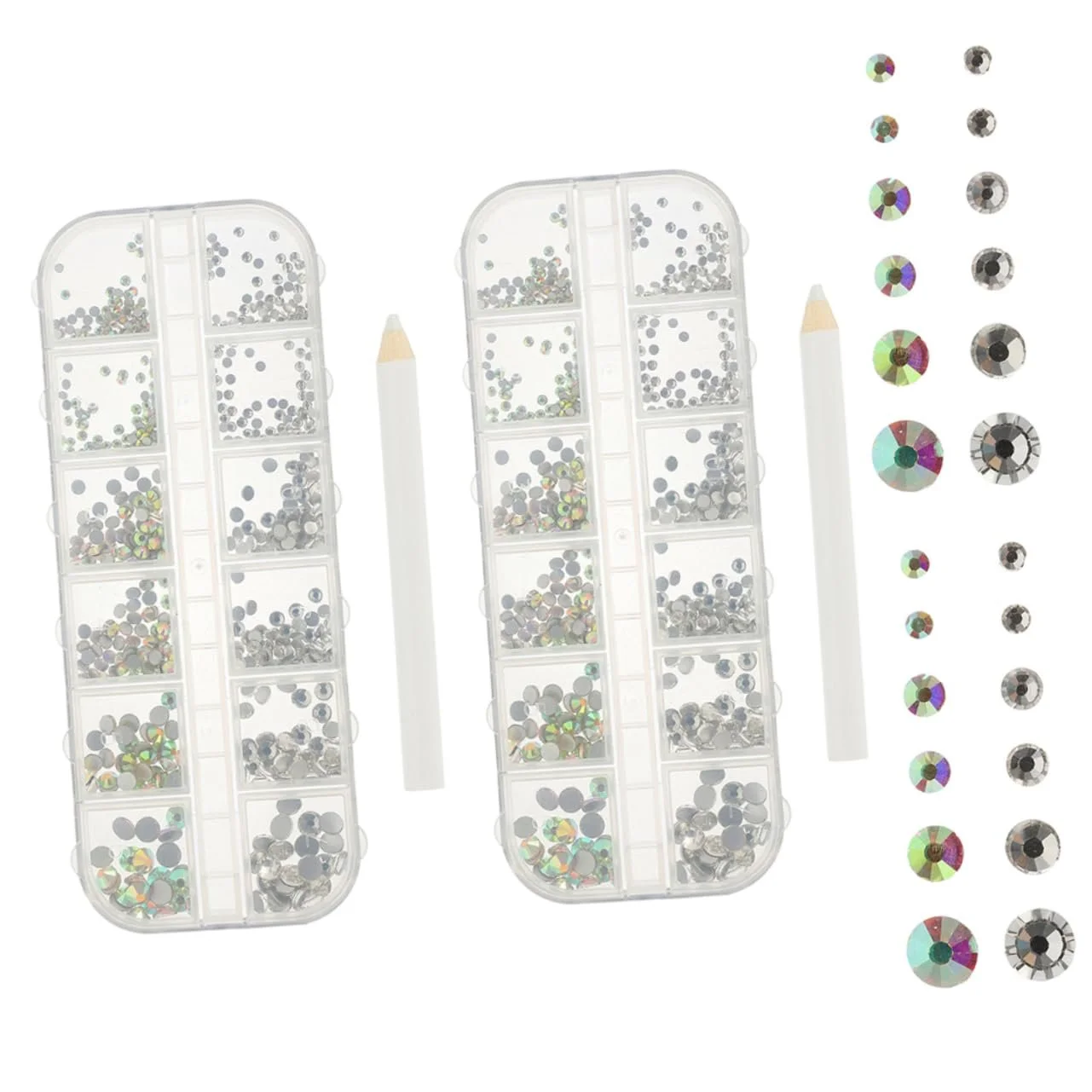Стразы для ногтей FRCOLOR 2 набора Белый Костюм Белые Бриллианты Драгоценные камни для рукоделия Драгоценные камни для лица Стразы для ногтей Клей для массы Рукоделие Стеклянные стразы Кристалл 3D, фото №7