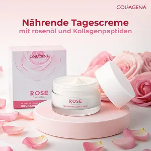 Денний крем для обличчя COLLAGENA Rose Essential Day Cream з трояндовою олією та пептидами колагену зволожуючий 50 мл synthetic.ua - Фото 1