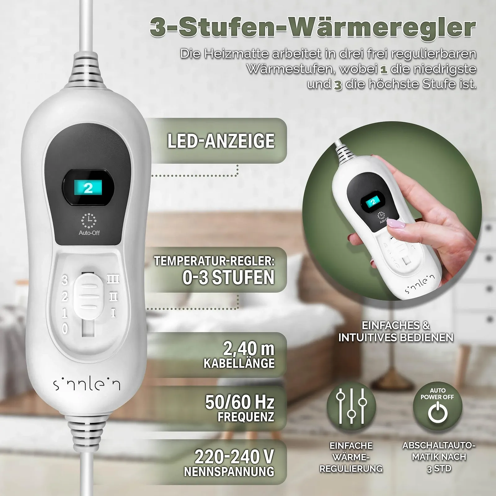 Електрична Підстилка для ліжка sinnlein Thermal Underbed 150 x 80 см, фото №2 Електрична Підстилка для ліжка sinnlein Thermal Underbed 150 x 80 см, фото №2