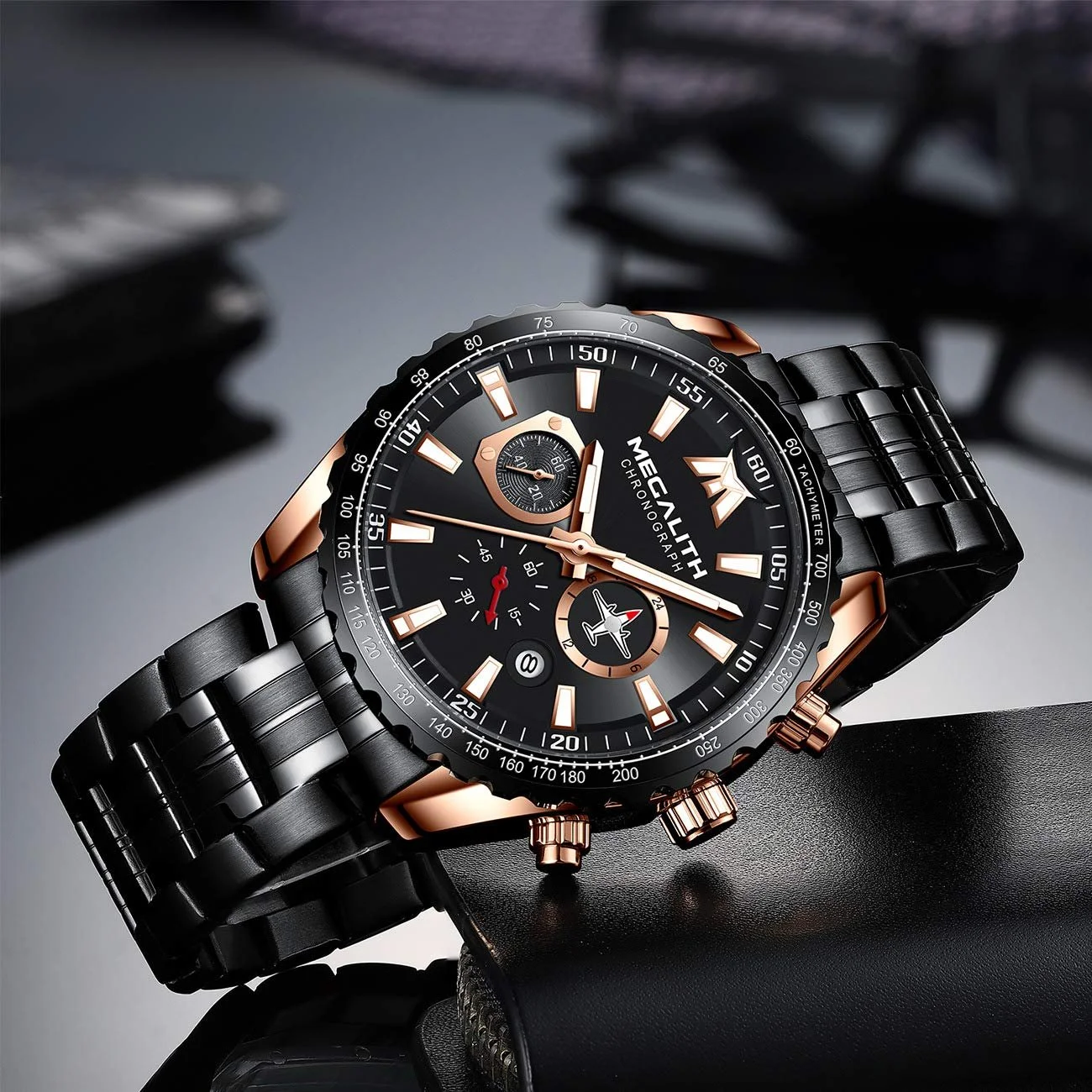 Годинник MEGALITH Чоловічий з нержавіючої сталі Хронограф, фото №4