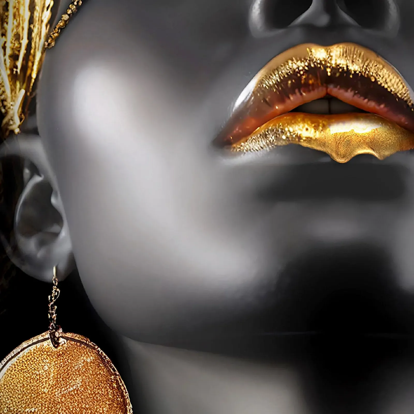 Картина на стіну Runa Art African Woman XXL 120 x 80 см 3 частини Чорна Золота, фото №7