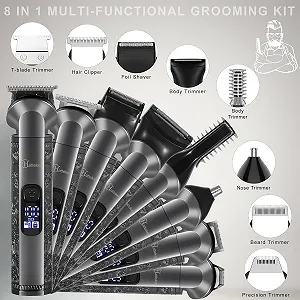Набір Hatteker 8-in-1 Zero-Gap T-Blade Trimmer Waterproof Wireless synthetic.ua - Фото 1