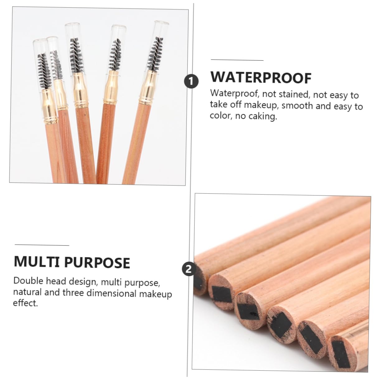 Карандаш для бровей Beaupretty 2st Двусторонний с кистью Деревянный Водостойкий, фото №3 Карандаш для бровей Beaupretty 2st Двусторонний с кистью Деревянный Водостойкий, фото №3