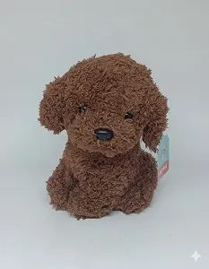 М'яка іграшка собака Мальтипу Maltipoo кучеряве щеня з нашийником коричневий 23 см synthetic.ua - Фото 1