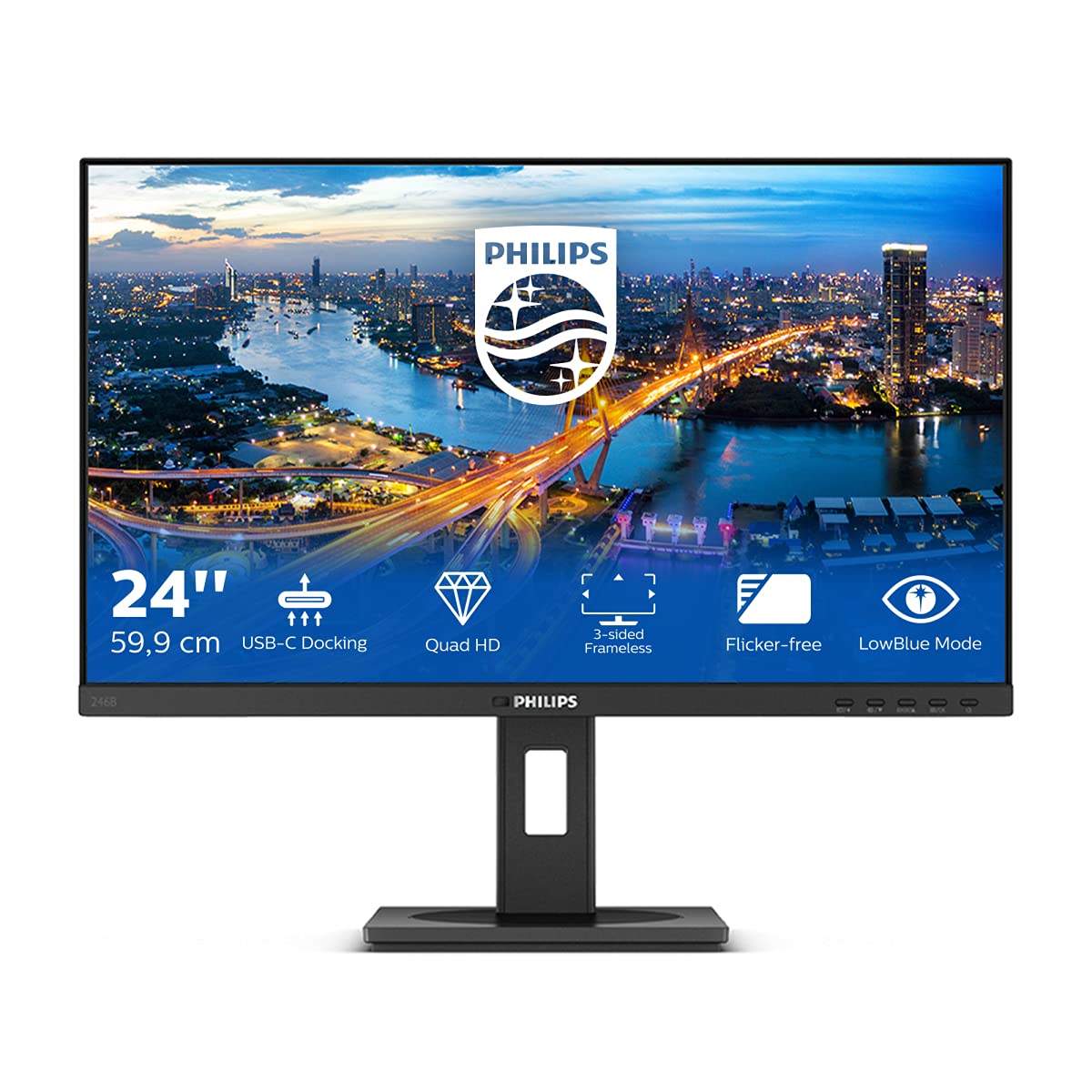Монитор Philips 246B1 24 дюйма QHD USB-C Черный, фото №1